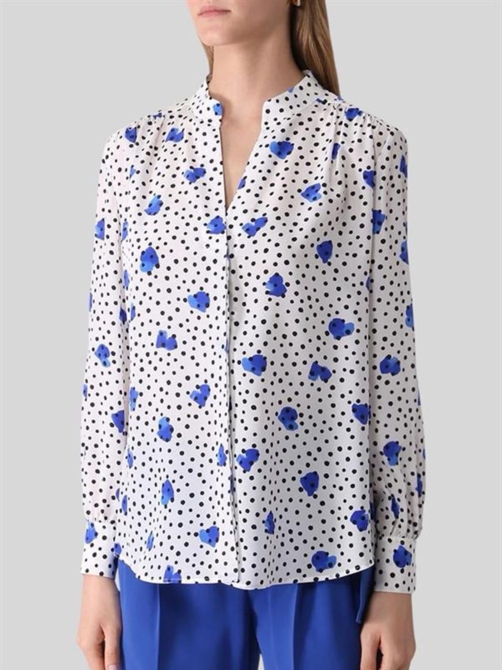 Hugo Boss Banora15 Silk Blouse Collarless Women’s Sz 6 Office Quiet Luxury